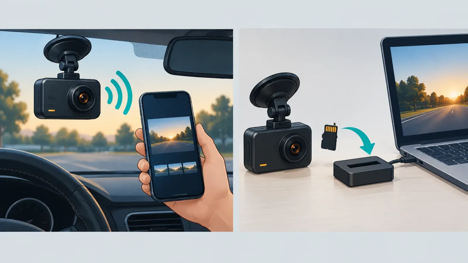 Nearby phone retrieval and direct card retrieval shown side by side.