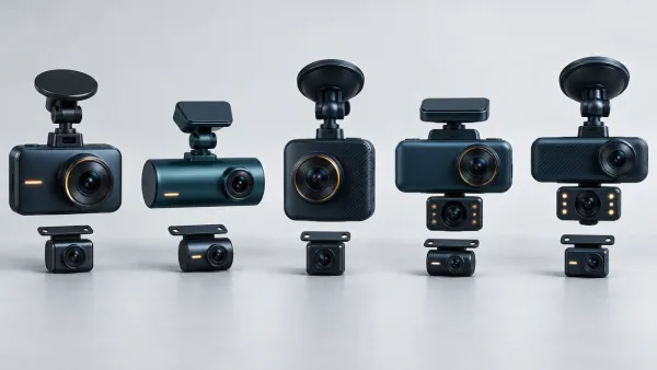 Five generic dash camera arrangements representing REDTIGER coverage options.